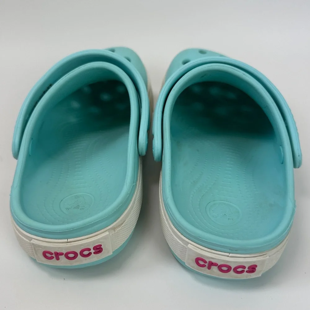Crocs‎ Original Crocband Clog Aqua Blue White Pink Kids Girls J6 Shoes